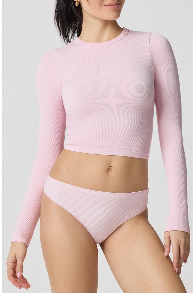 Softie Seamless Long Sleeve Crop T-Shirt, Main, color, BALLET SLIPPER