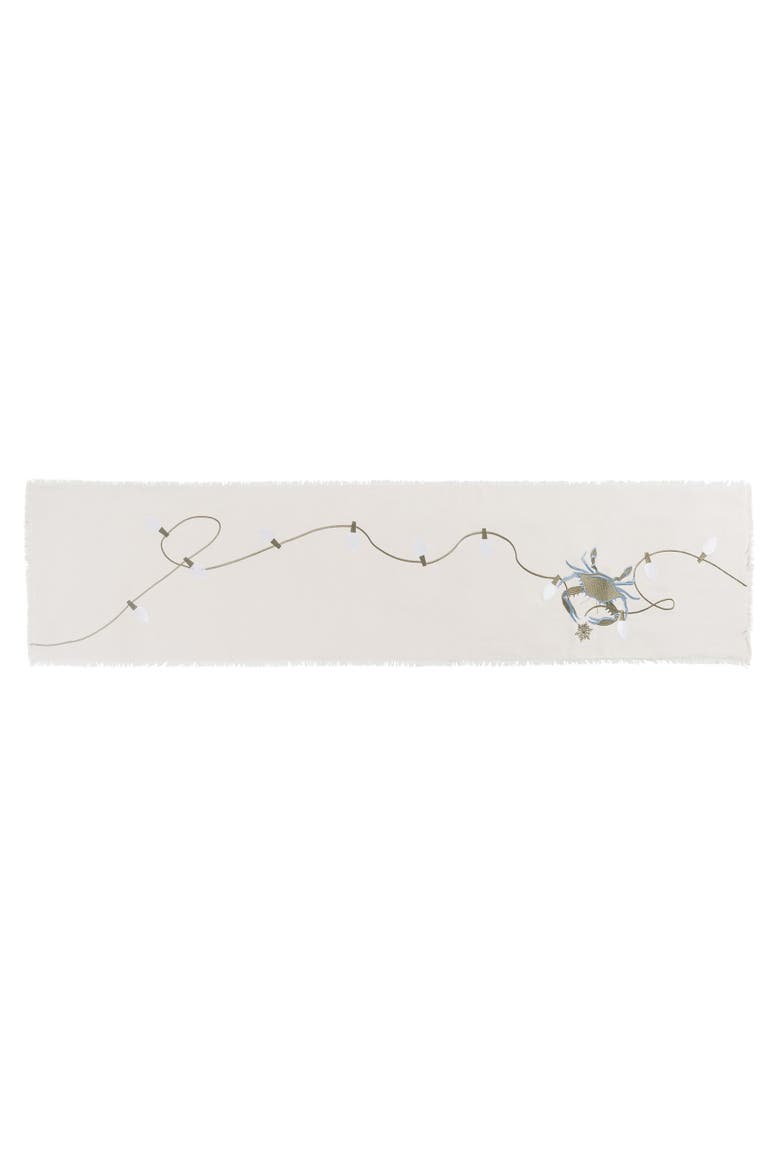 Santa Claws Holiday Crab Table Runner, Main, color, Blue