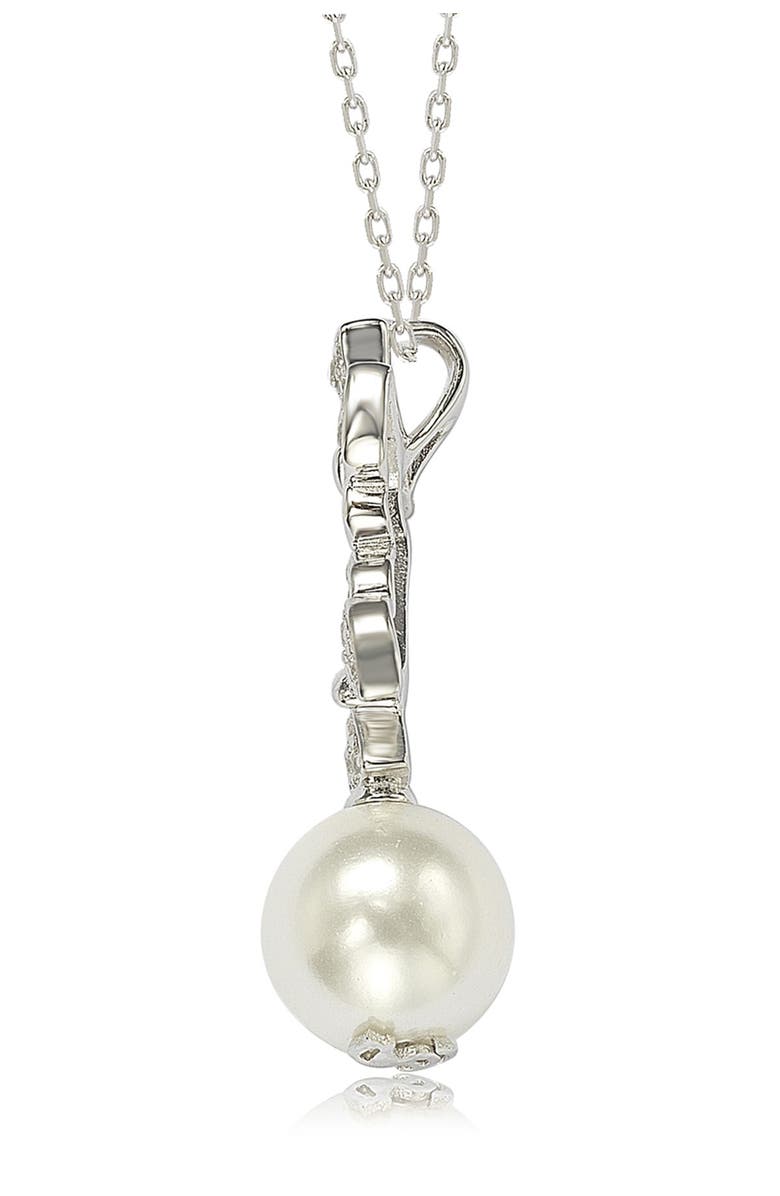 SUZY LEVIAN CZ 10mm Cultured Freshwater Pearl Butterfly Pendant Necklace, Main, color, White