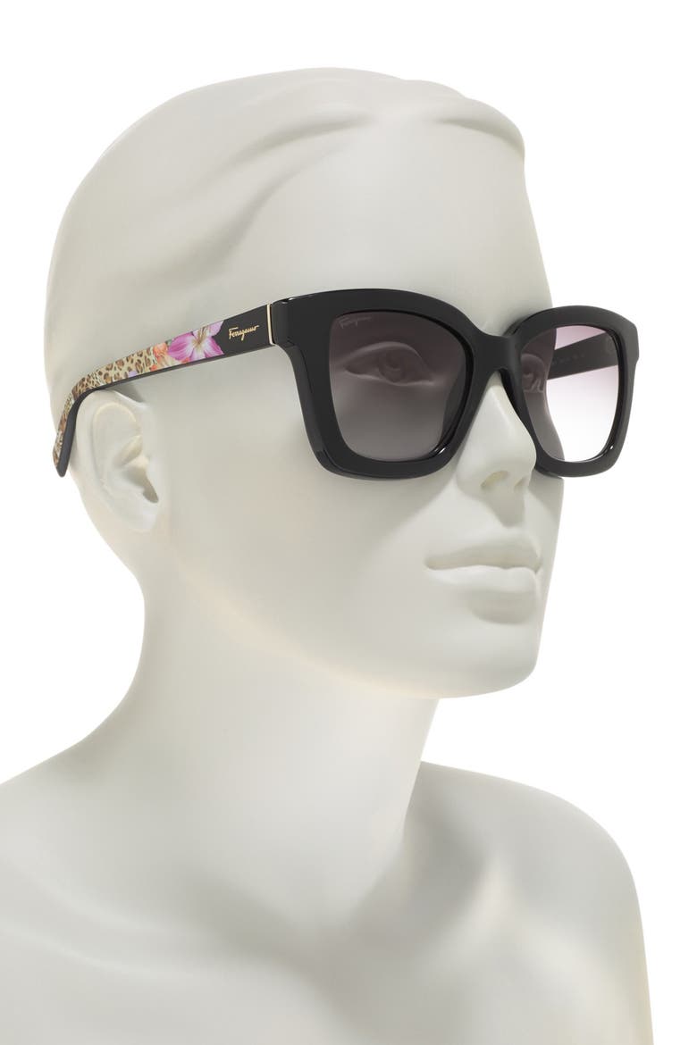 53mm Square Cat Eye Sunglasses, Alternate, color, BLACK