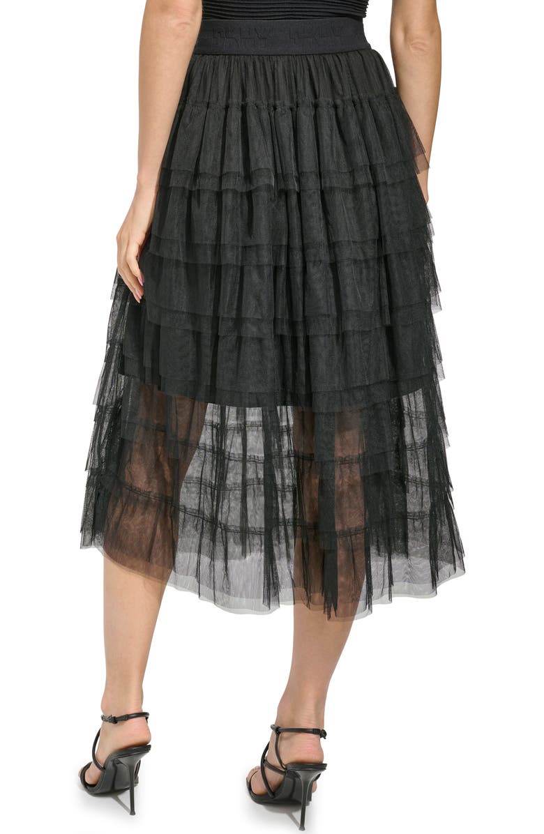 DKNY Tiered Ruffle Tulle Midi Skirt, Alternate, color,