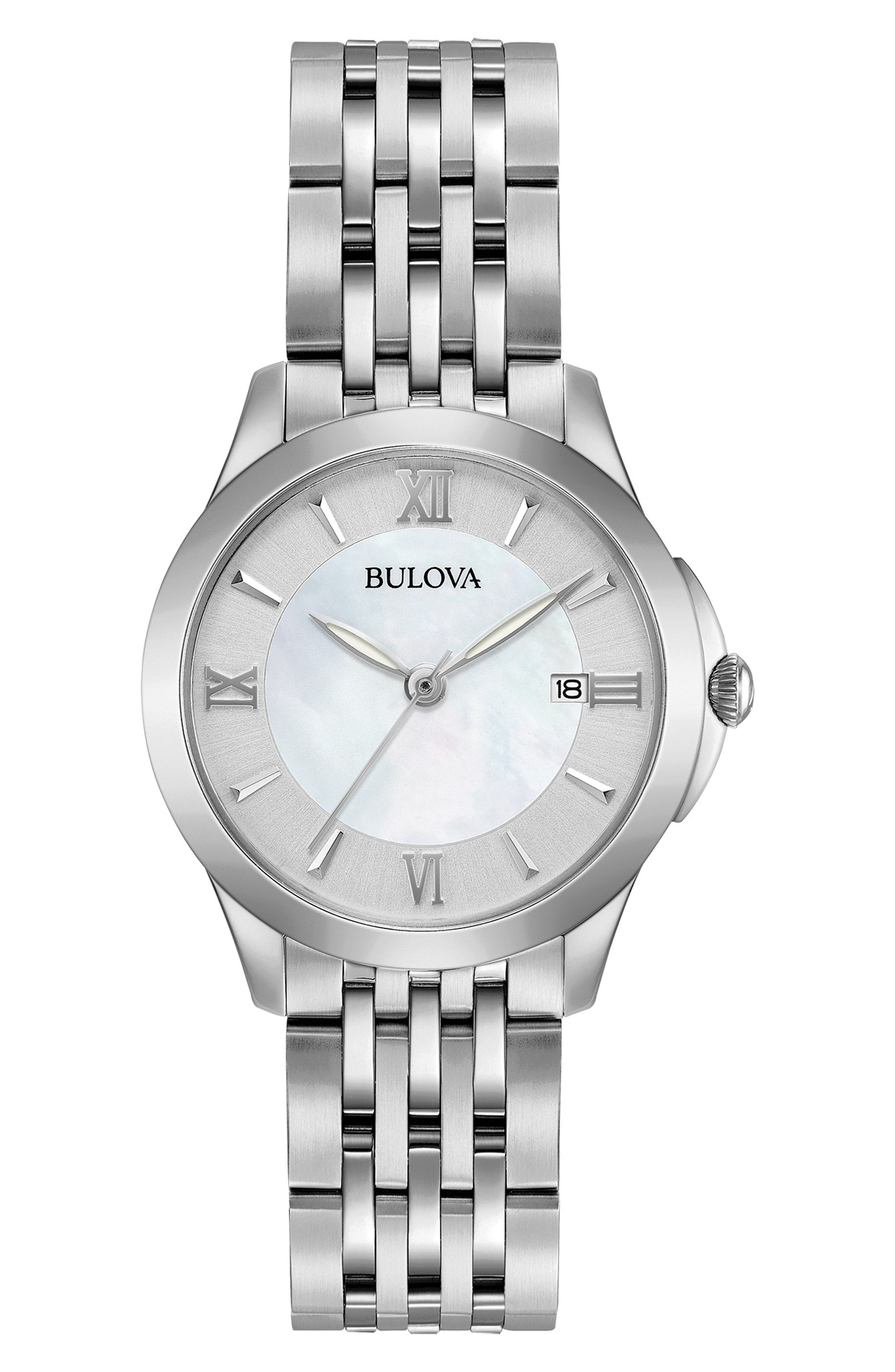 BULOVA Mother of Pearl Dial Bracelet Watch, 28mm