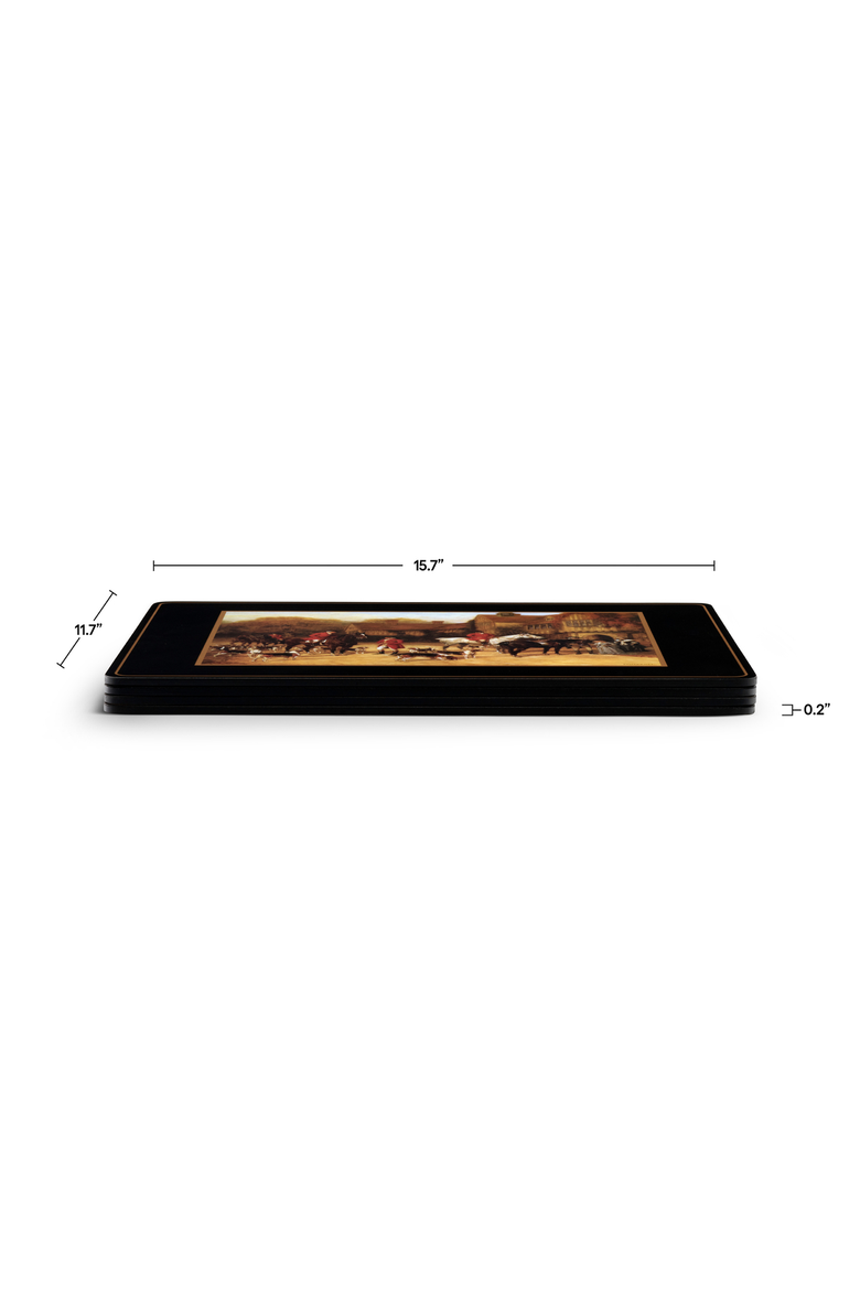 Tally Ho Set of 4 Cork Back Placemats, Alternate, color, Multi