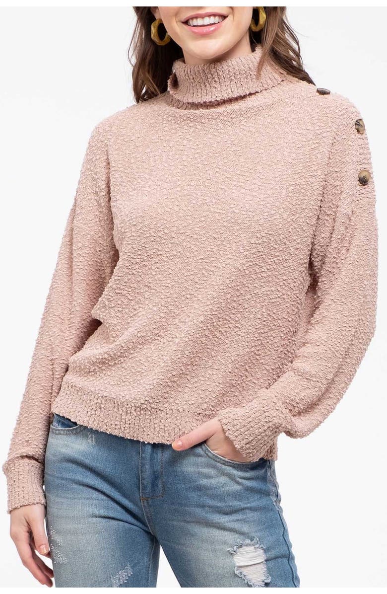 Blu Pepper Button Turtleneck Sweater, Main, color, 