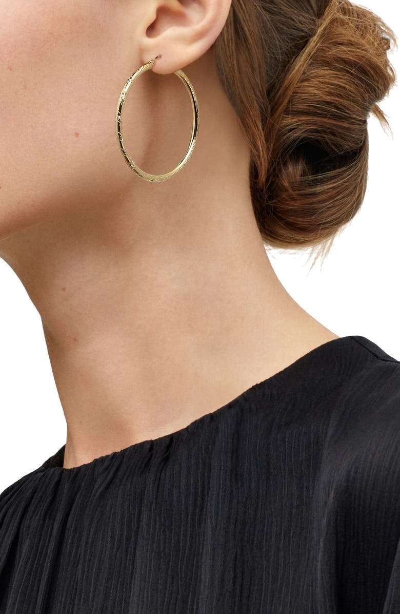 Frankie & Zoe Diamond Cut Hoop Earrings, Alternate, color, Yellow Gold