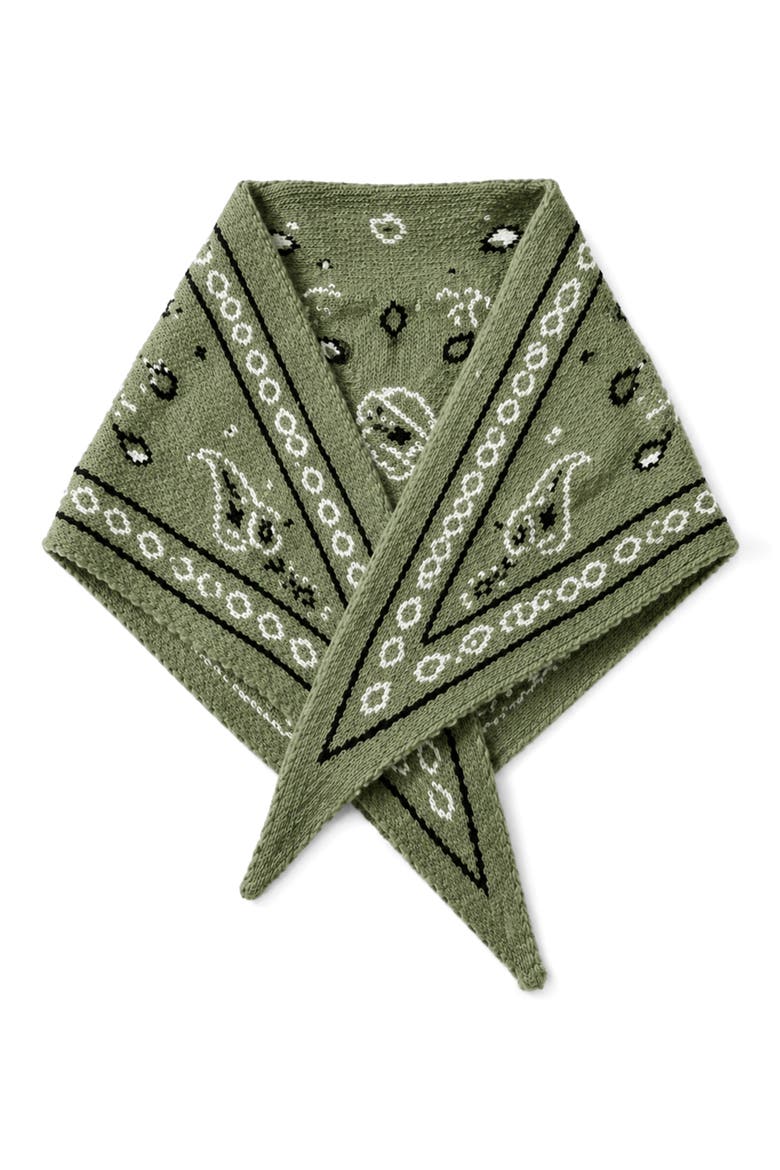 Paisley Knit Bandana, Main, color, OLIVE