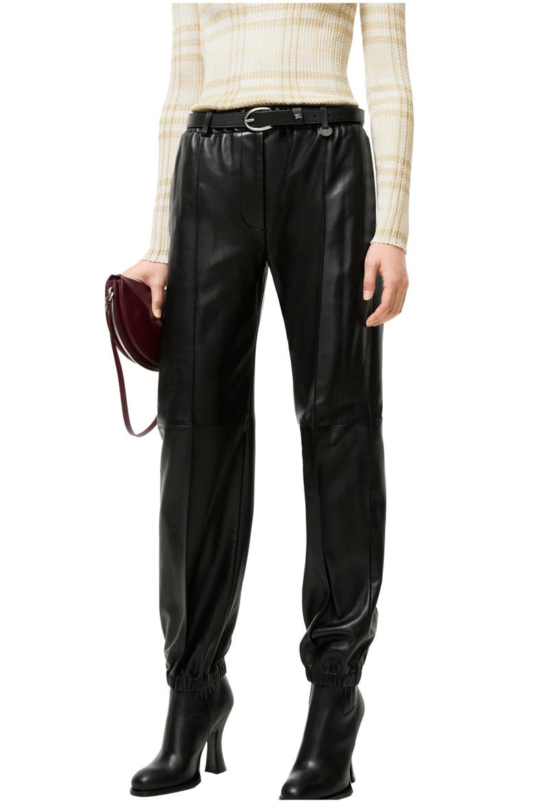 Leather Jogging Pants, Main, color, Black