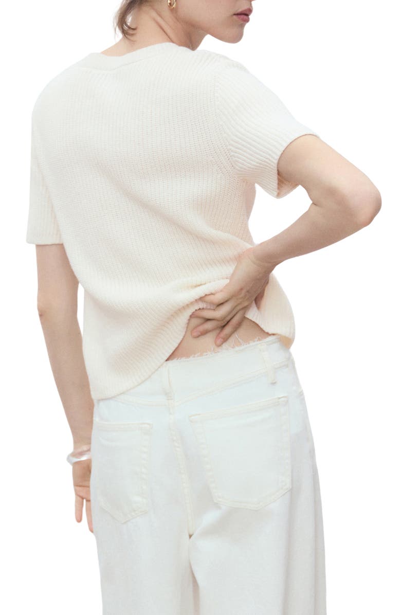 MANGO Short Sleeve Cardigan, Alternate, color, Ecru