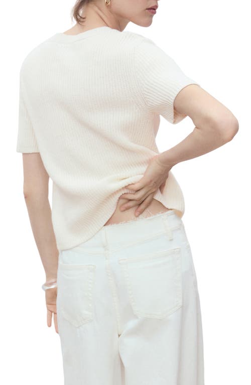 Mango Short-sleeved Knitted Cardigan Ecru In White