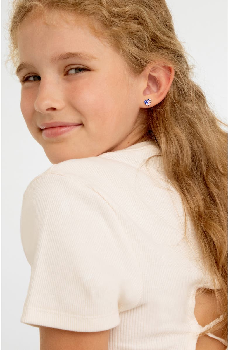 In Season Jewelry Patriotic Heart Girl Earrings, Alternate, color, Red