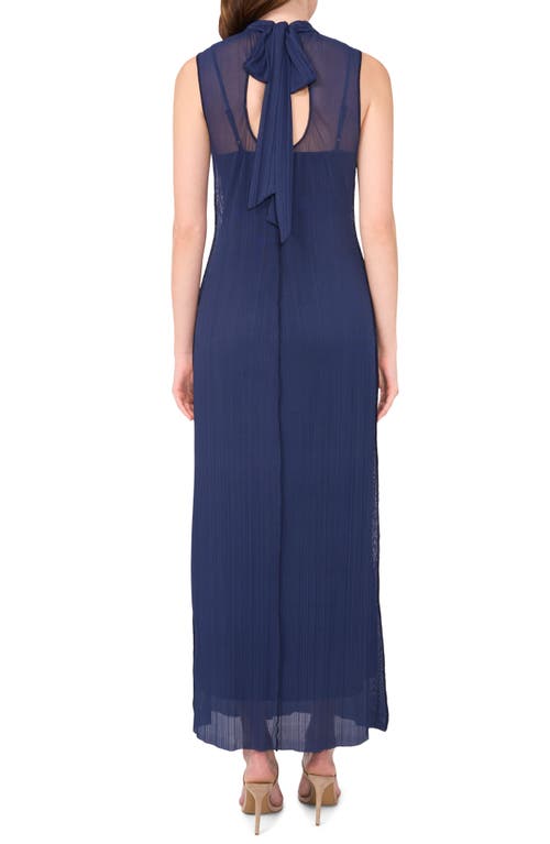 Halogenr Halogen(r) Sleeveless Plissé Mesh Maxi Dress In Classic Navy