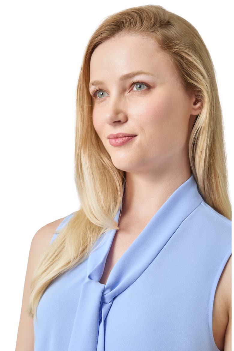 Tie Front Sleeveless Stretch Top, Alternate, color, CALIFORNIA SKY