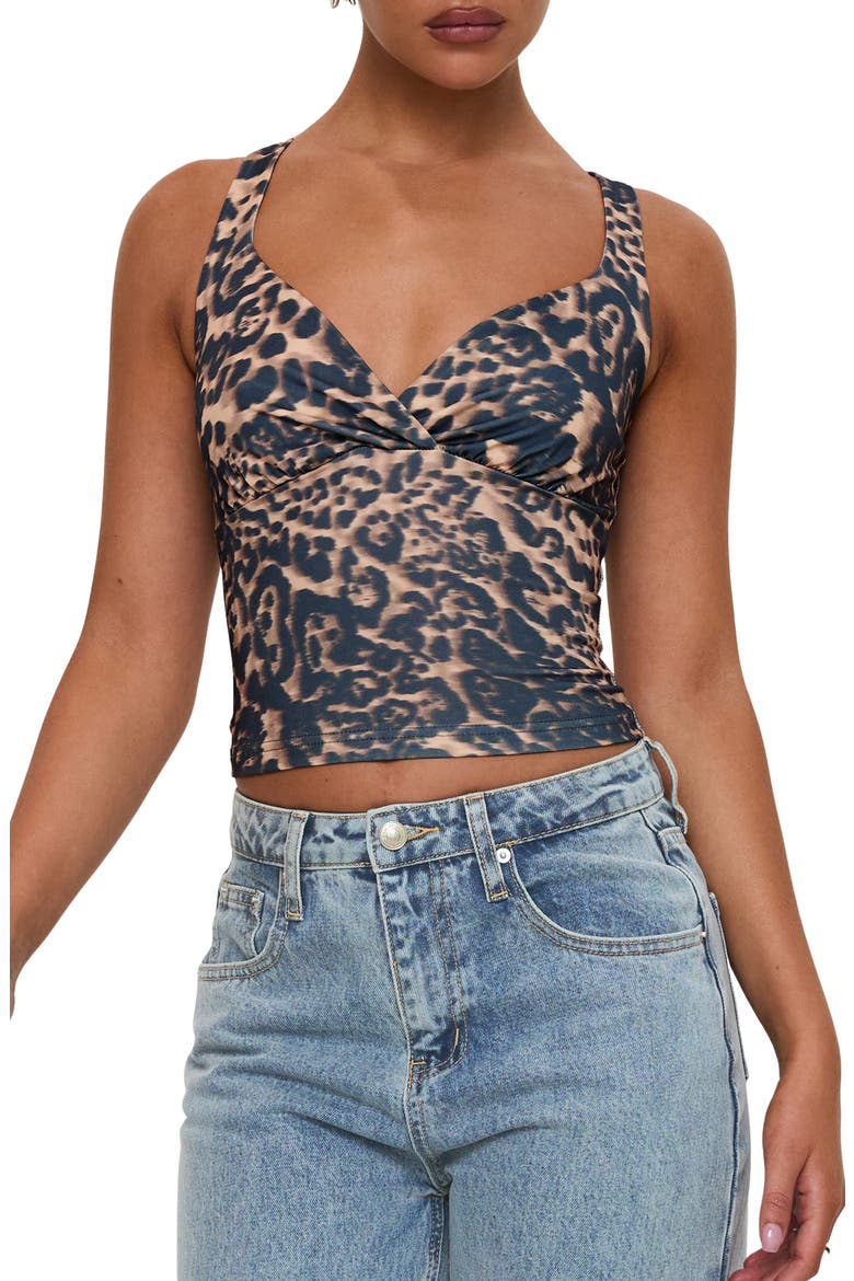 Wandella Leopard Crop Tank, Main, color, BROWN