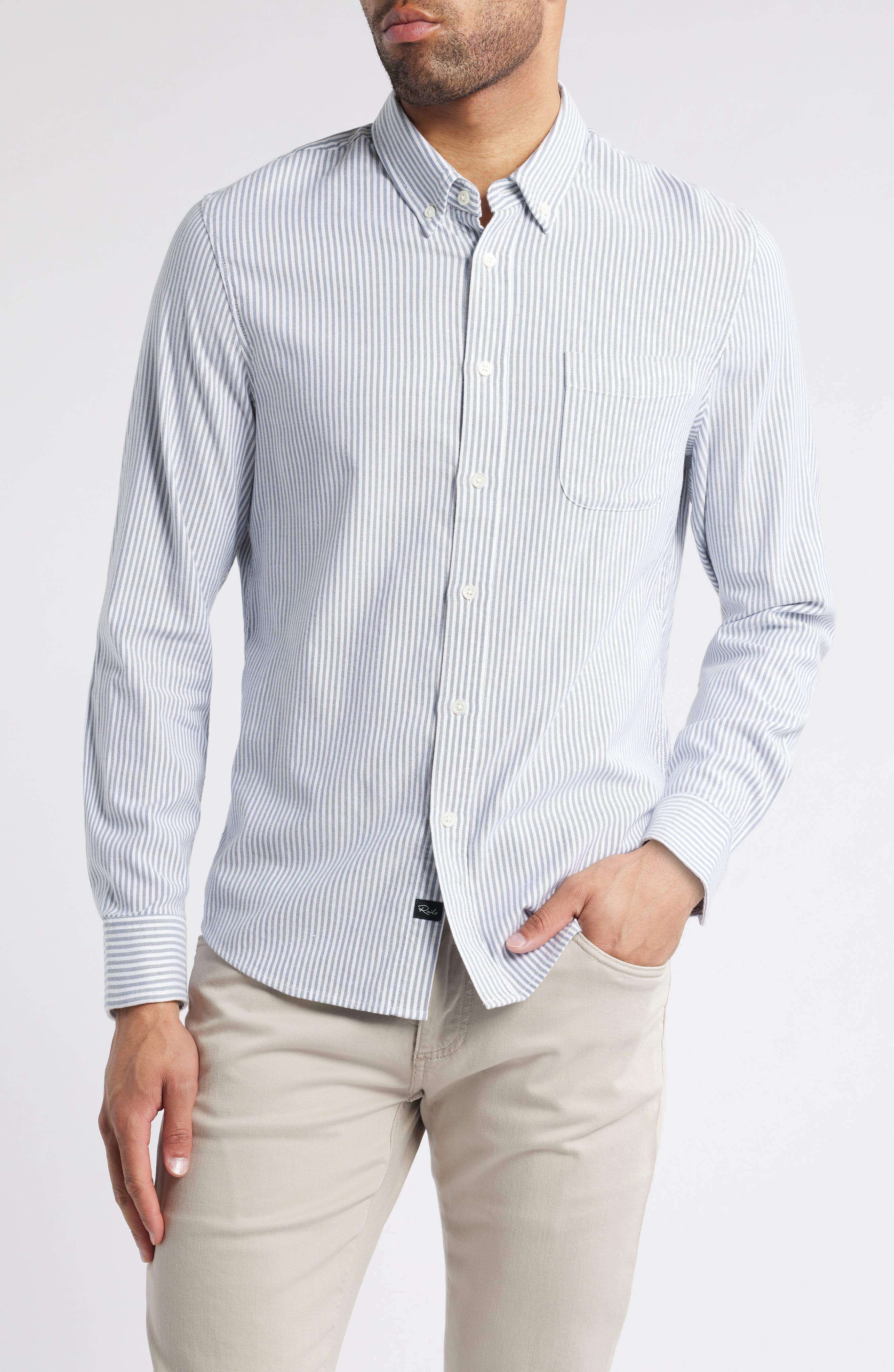 Rails Vance Stripe Cotton Blend Twill Button-Up Shirt