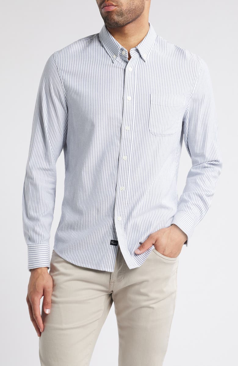 Rails Vance Stripe Cotton Blend Twill Button-Up Shirt, Main, color, Blue White Stripe