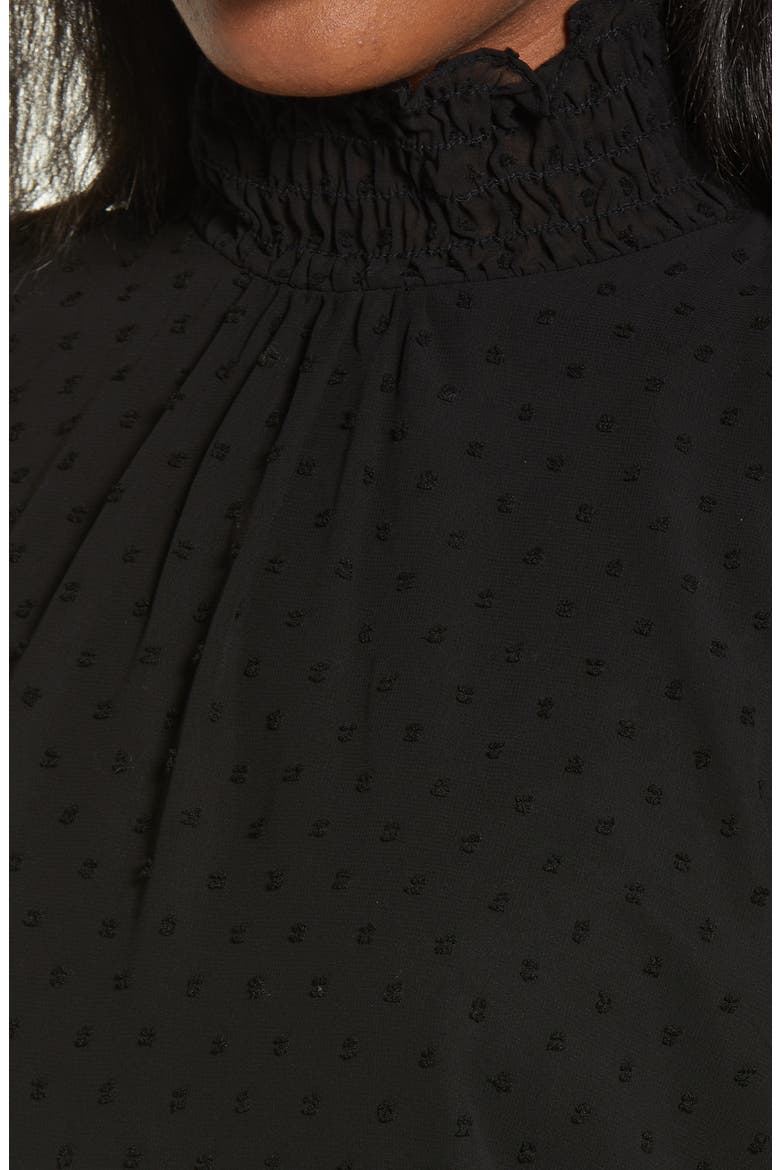 Long Sleeve Swiss Dot Blouse, Alternate, color, BLACK