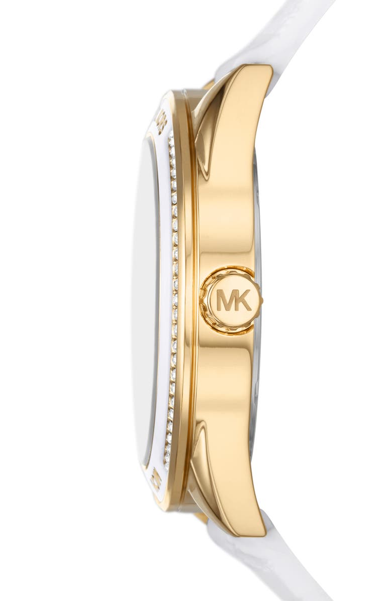 Michael Kors Jessa CZ Embellished Multifunction Silicone Strap Watch, 40mm, Alternate, color, Gold