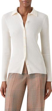 Akris punto Fitted Merino Wool Rib Cardigan