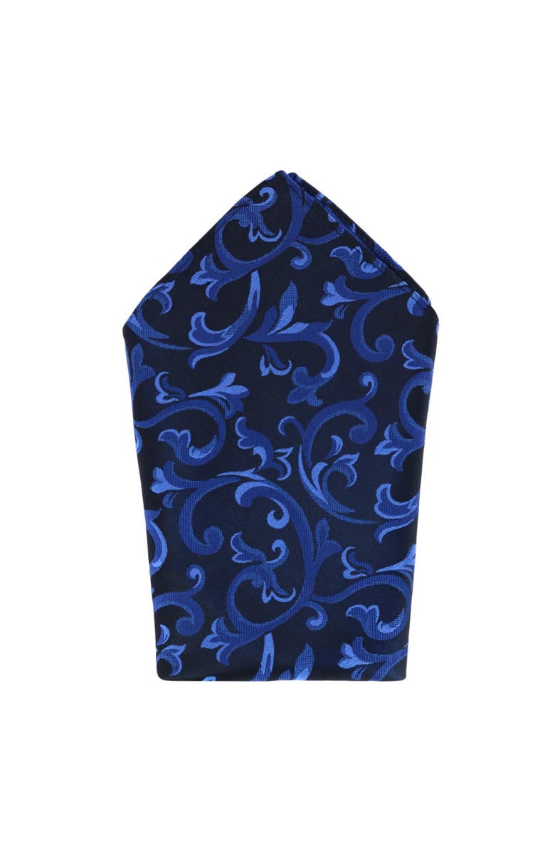 Trafalgar Christian the Romantic Brocade Silk Pocket Square, Main, color, Royal Blue