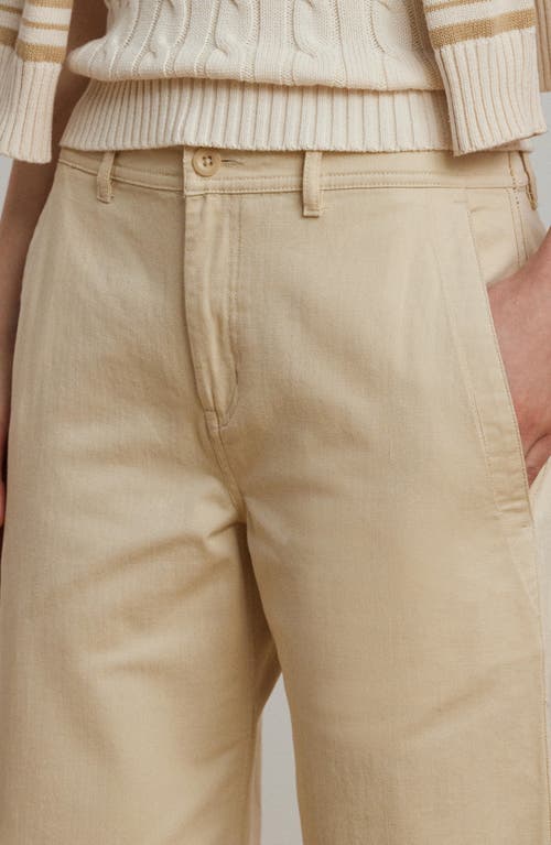 Ralph Lauren Lauren Wide Leg Cotton Twill Pants In Ivory Beige