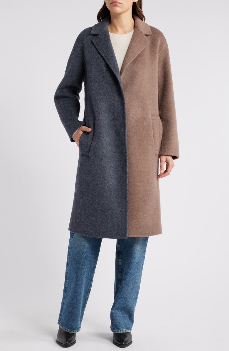 Rails Lore Two-Tone Wool Blend Coat, Alternate, color, Charcoal Mink Mix