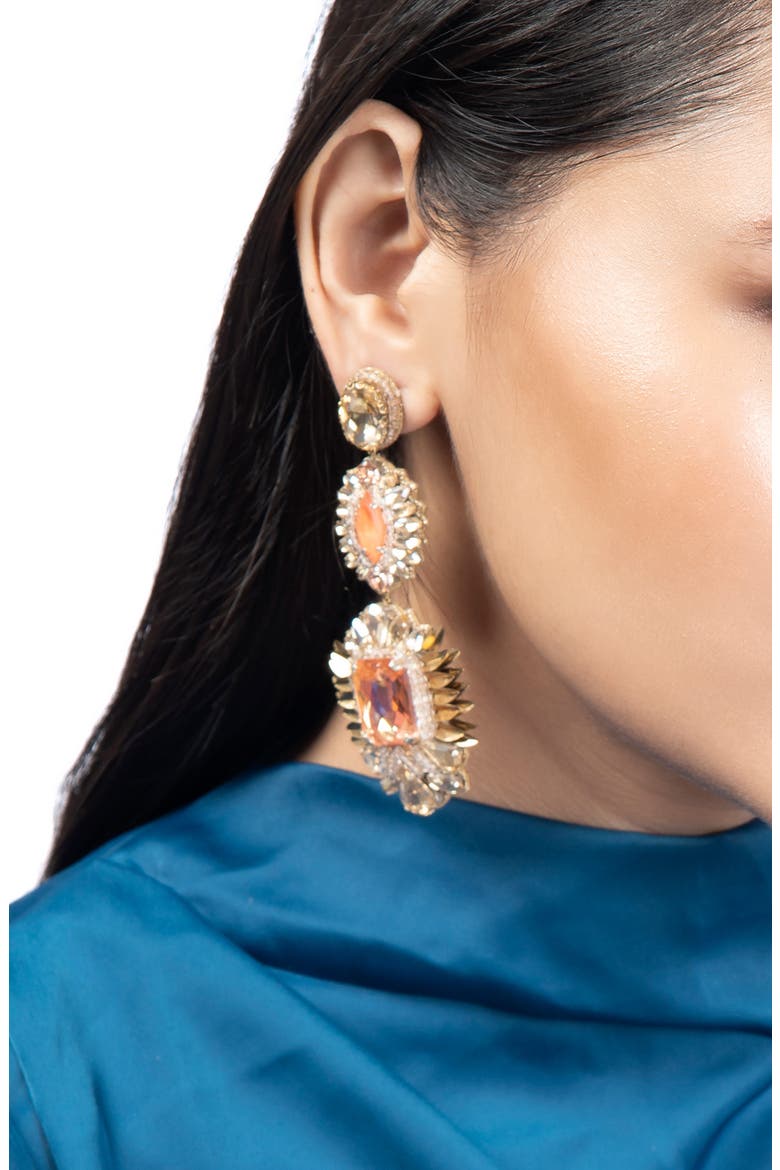 Klara Beaded Crystal Drop Earrings, Alternate, color, PEACH