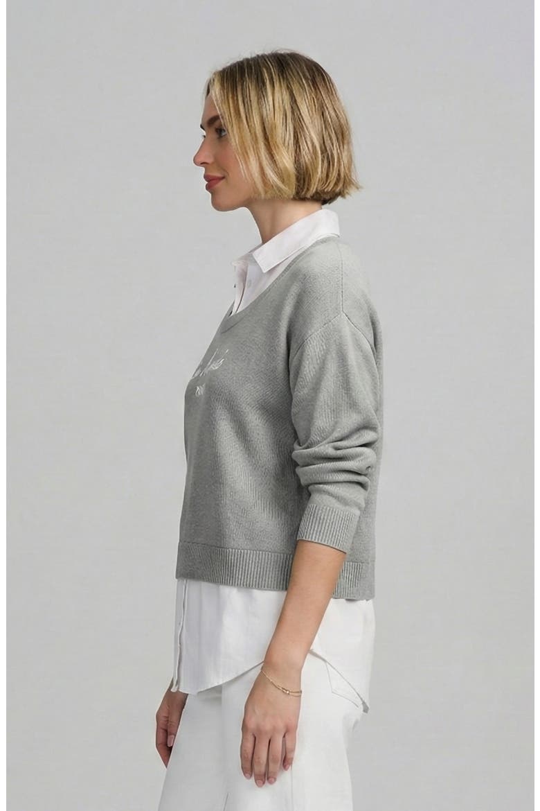 Le Marais Twofer Sweater, Alternate, color, GREY/WHITE