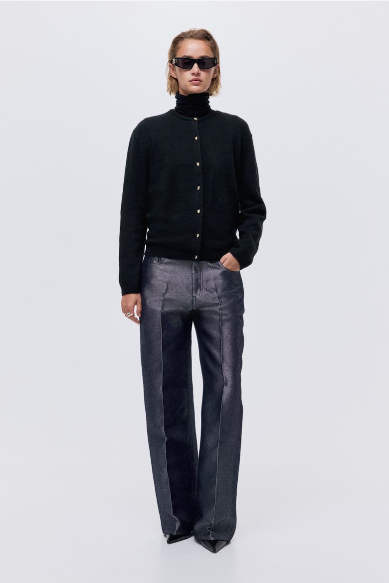 Fine-knit Cardigan, Alternate, color, Black