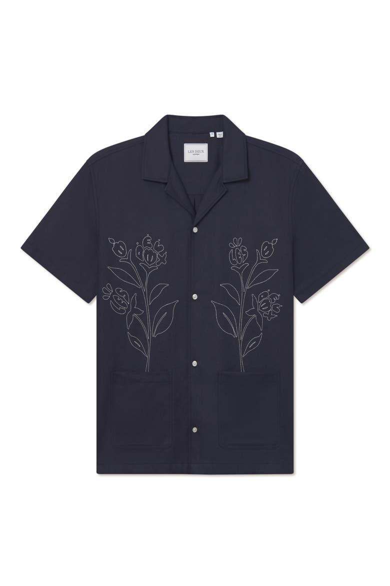 Kingsley Embroidered Camp Shirt, Main, color, DARK NAVY