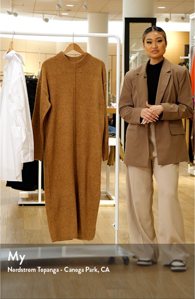 Oversize Long Sleeve Knit Midi Sweater Dress, sales video thumbnail