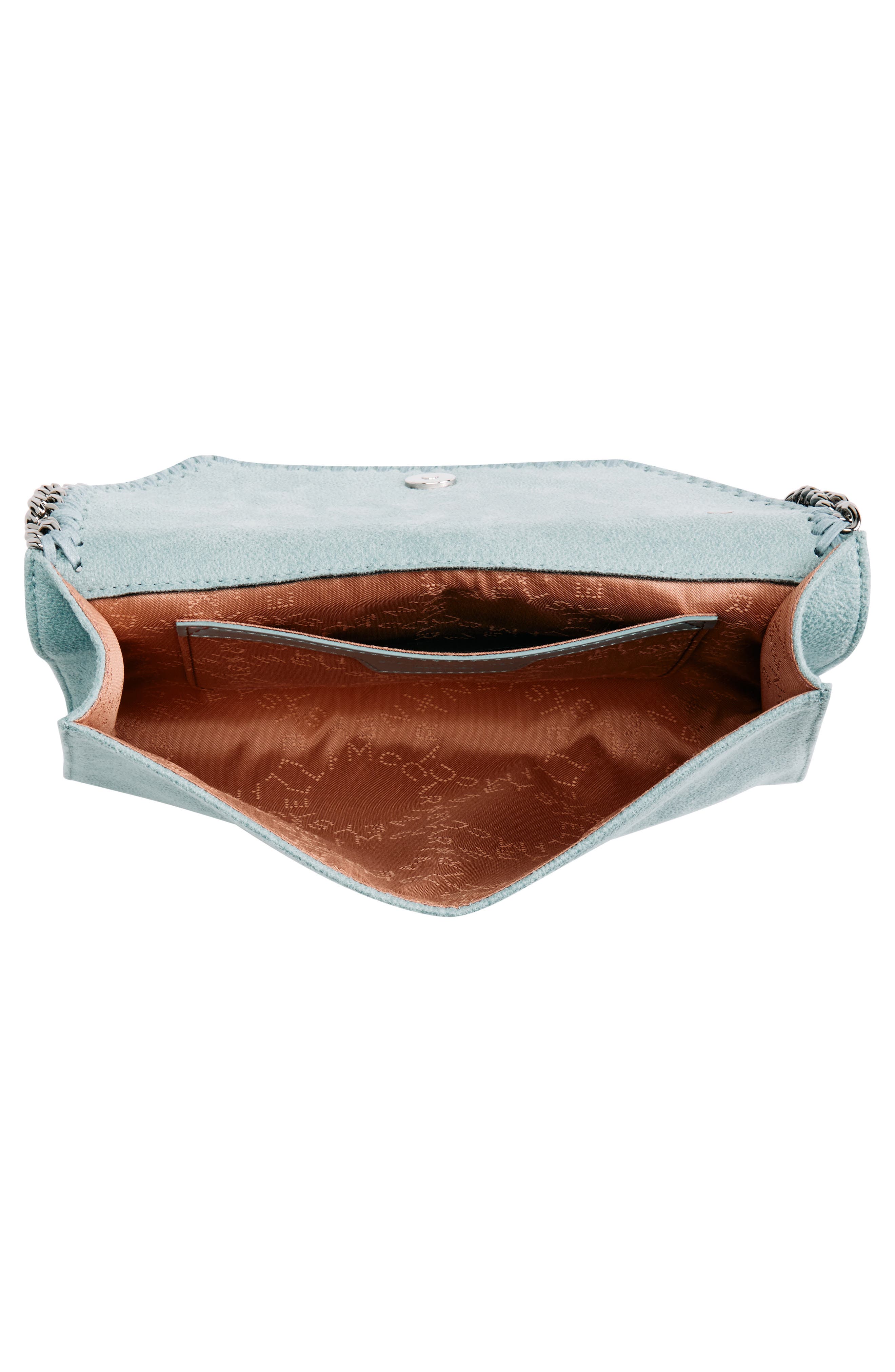Stella McCartney Mini Falabella Shaggy Dear Faux Leather Crossbody Bag, Alternate, color, Ice Blue