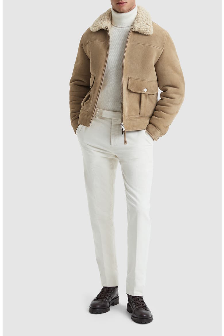 Roseberry Genuine Shearling & Suede Jacket, Alternate, color, STONE