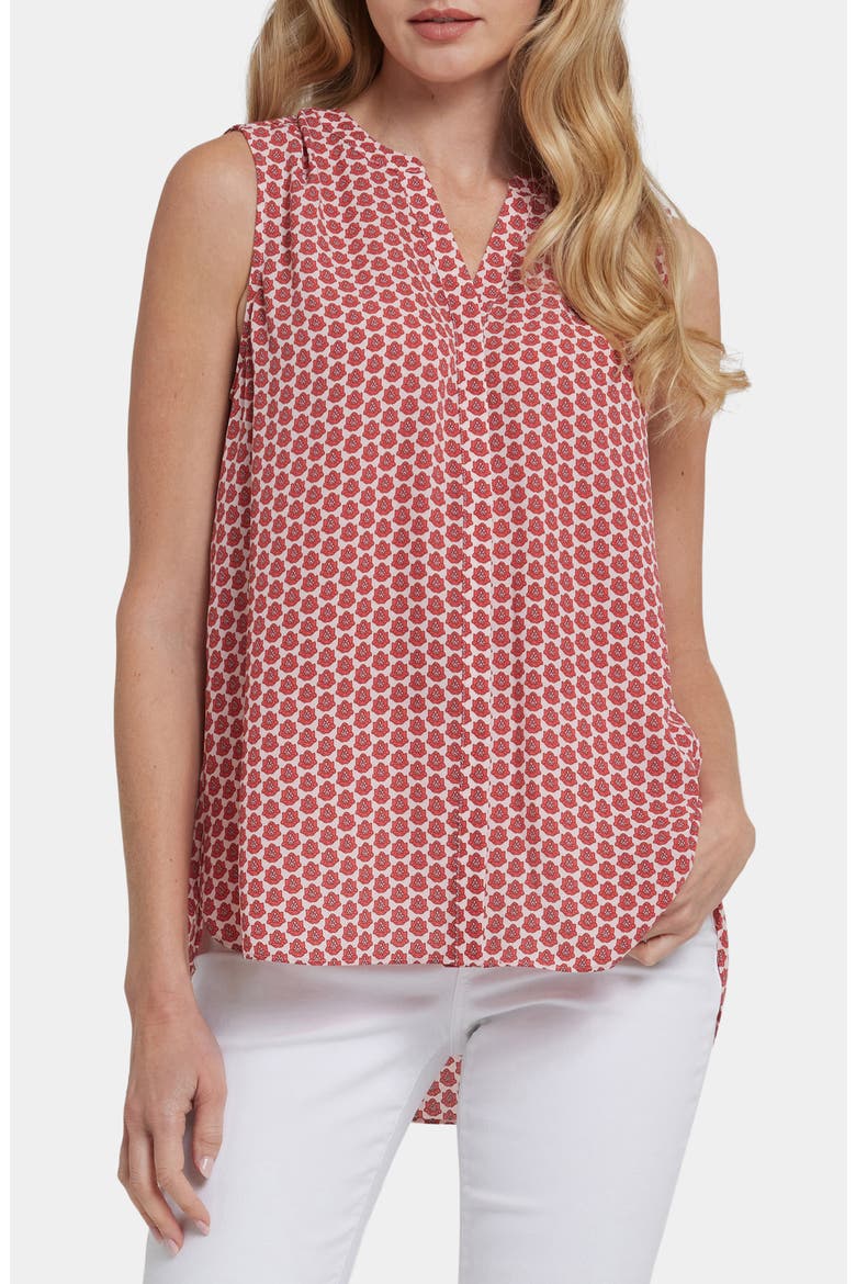 Print Pleat Back Sleeveless Split Neck Blouse (Nordstrom Exclusive), Main, color, CORA GEO