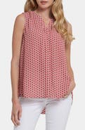 NYDJ Print Pleat Back Sleeveless Split Neck Blouse (Nordstrom Exclusive)