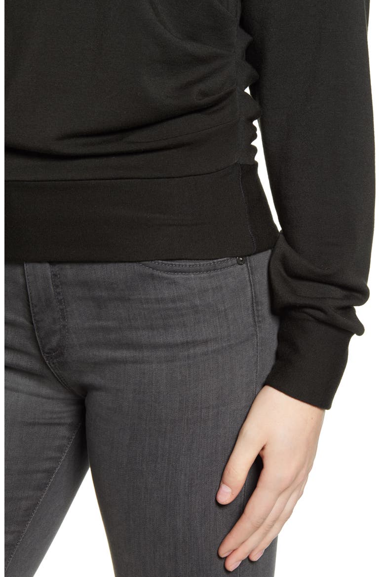 Mock Neck Fleece Sweatshirt, Alternate, color, BLACK