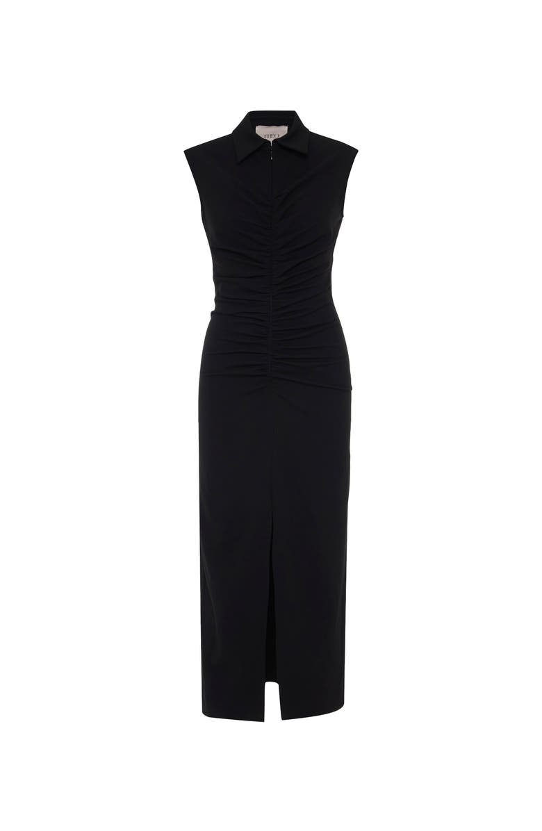THEO The Label Thetis Techno Ruched Front Dress, Alternate, color, Black