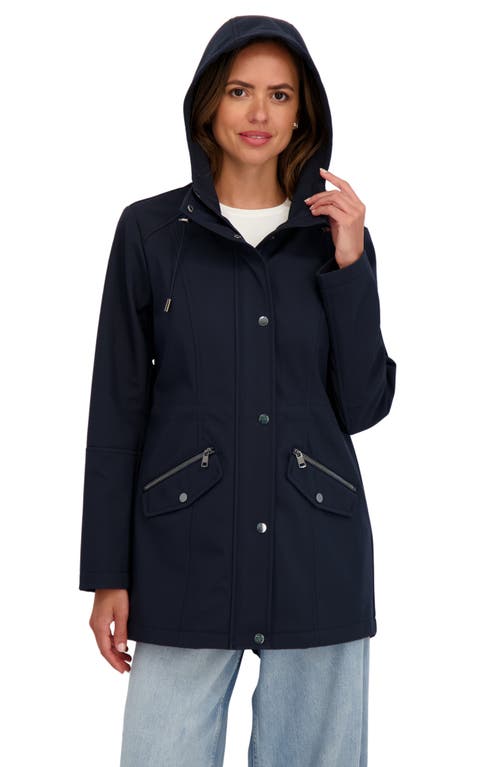 Sebby Water Resistant Hooded Softshell Coat In Blue