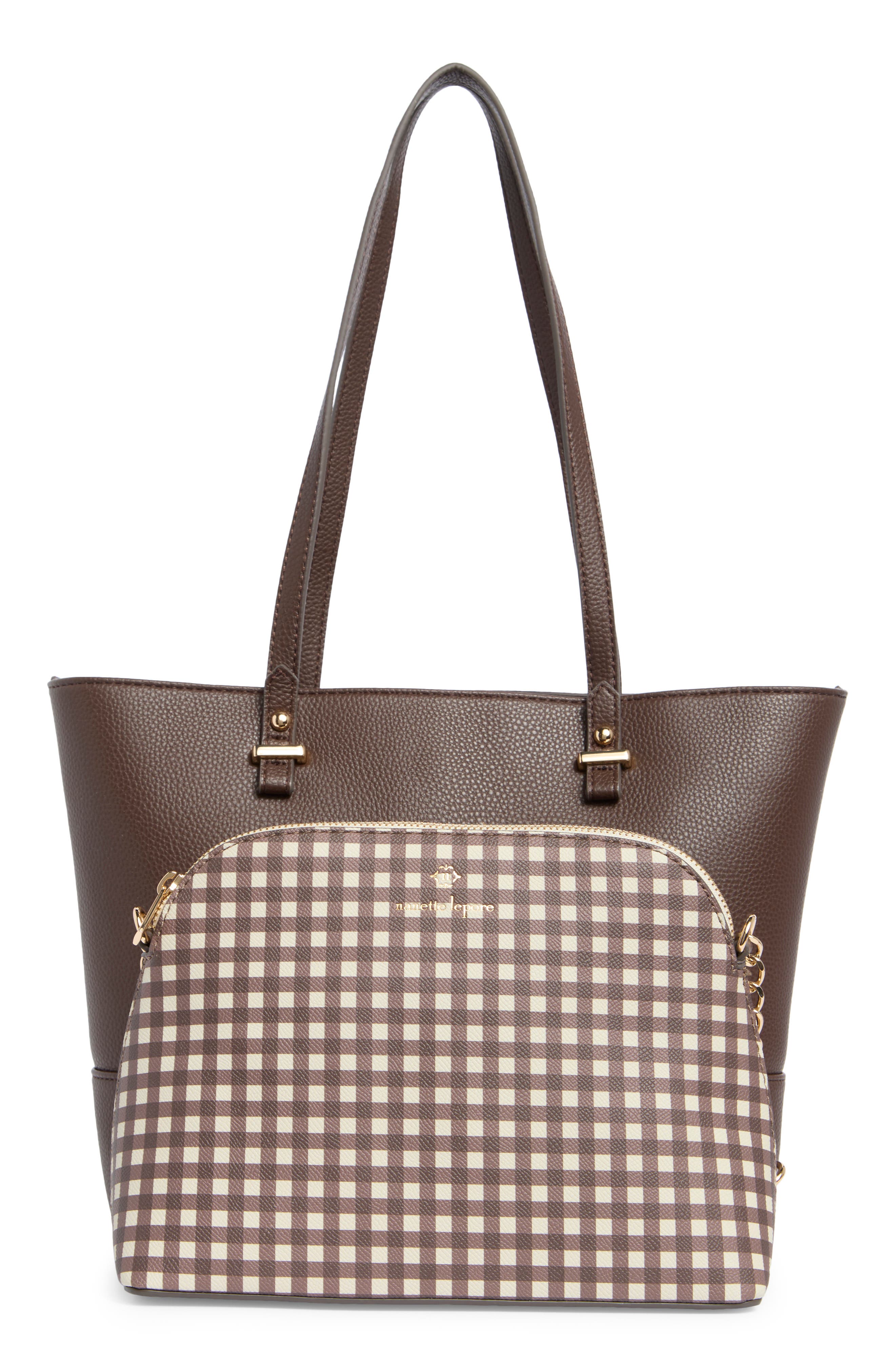 Nanette Lepore Tote, Alternate, color, Maple-Maple Gingham