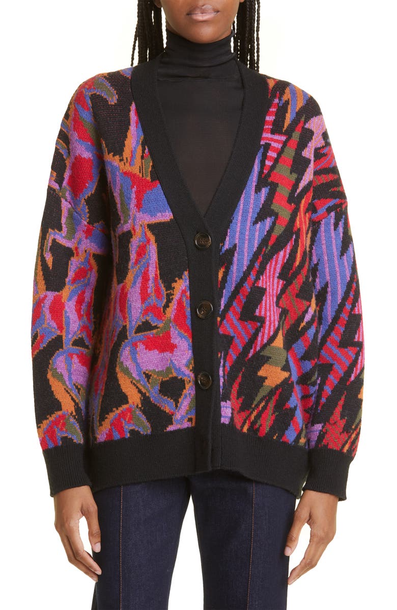 FARM Rio Wild Horses Mixed Pattern Cardigan, Main, color, 