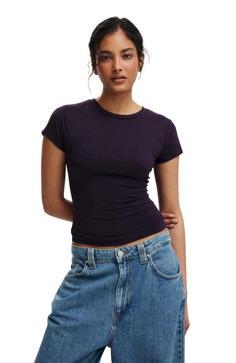 Cotton On Women's All Day Crew Tee, Main, color, Velvet Currant