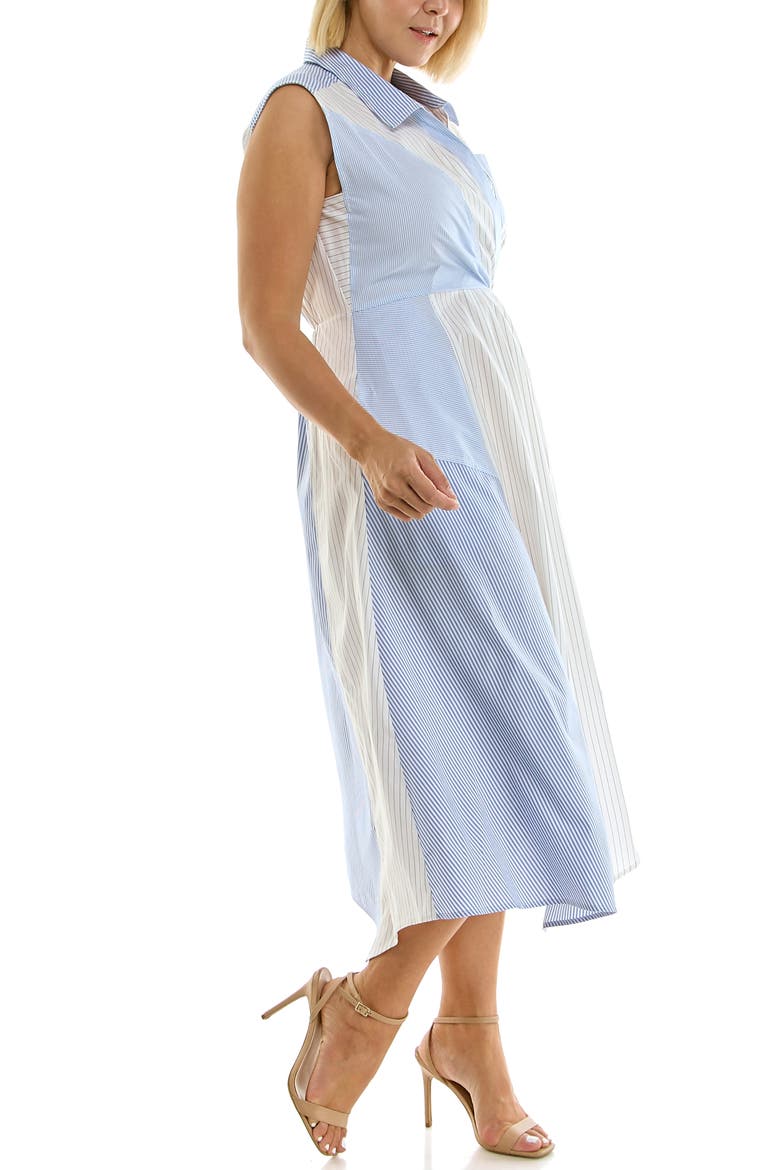 Stripe Pleated Asymmetric Maxi Dress, Alternate, color, CHAMBRAY/ BLUE/ WHITE STRIPE