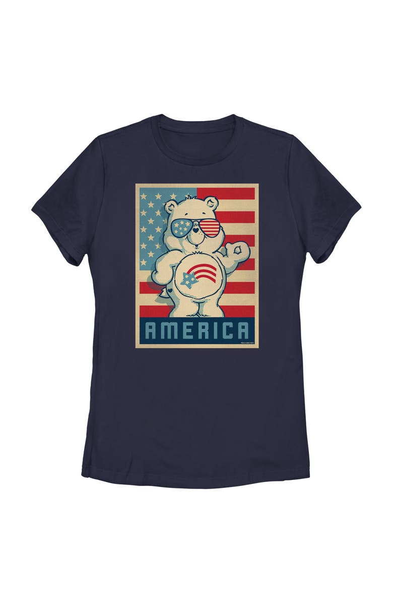 Care Bears Women's Care Bears Retro America Cares Bear Graphic T-Shirt, Main, color, Navy Blue