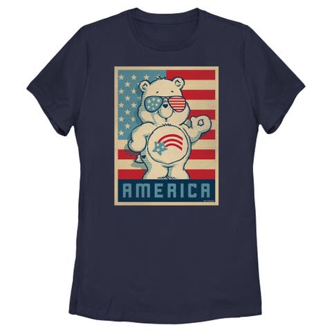 Women's Care Bears Retro America Cares Bear  Graphic T-Shirt