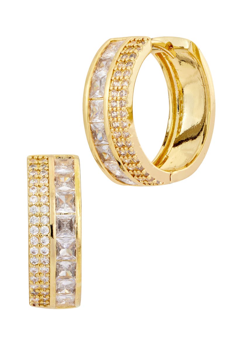 Cubic Zirconia Hoop Earrings, Main, color, YELLOW
