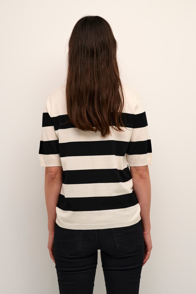 KaLizza Short Sleeve Crew Neck Jumper, Alternate, color, Black/Turtledove Bold Stripe