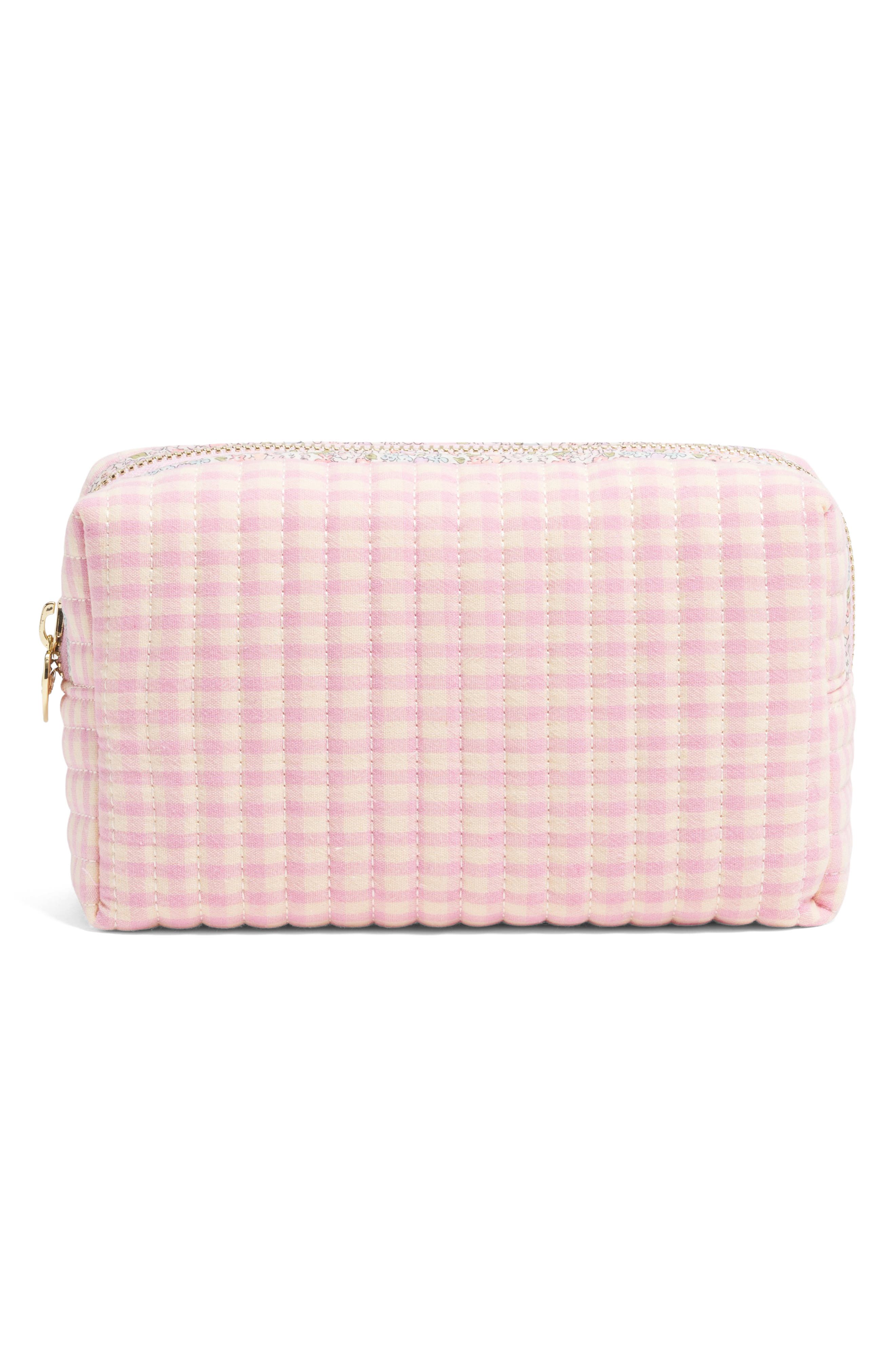 Stoney Clover Lane x Liberty Small Quilted Cotton Pouch, Main, color, Rose Gingham
