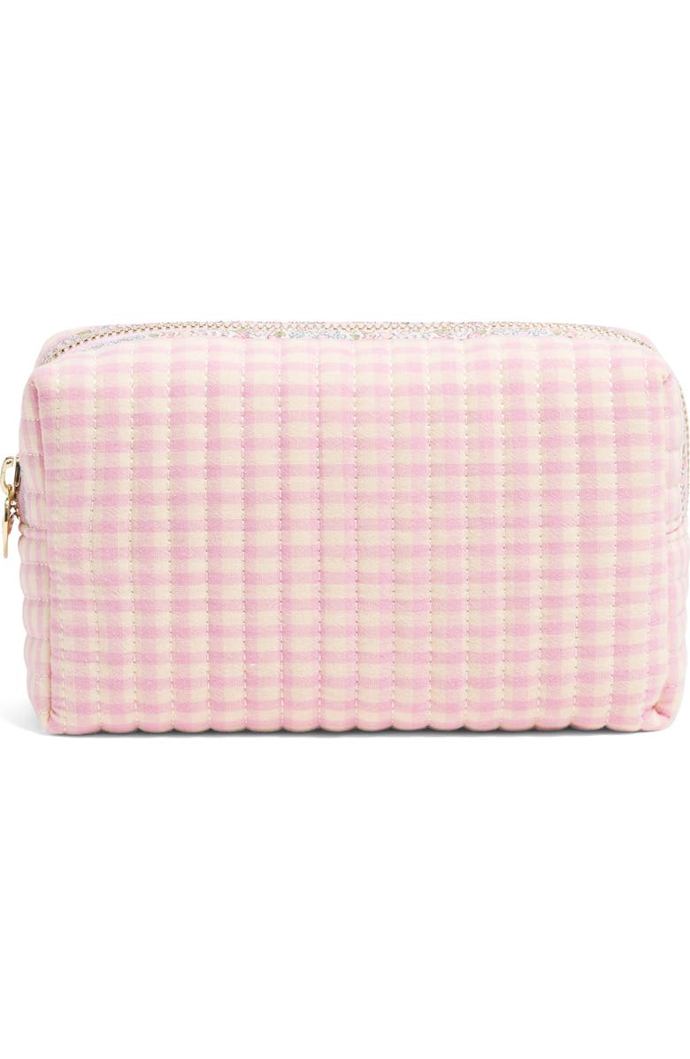 Stoney Clover Lane x Liberty Small Quilted Cotton Pouch, Main, color, Rose Gingham