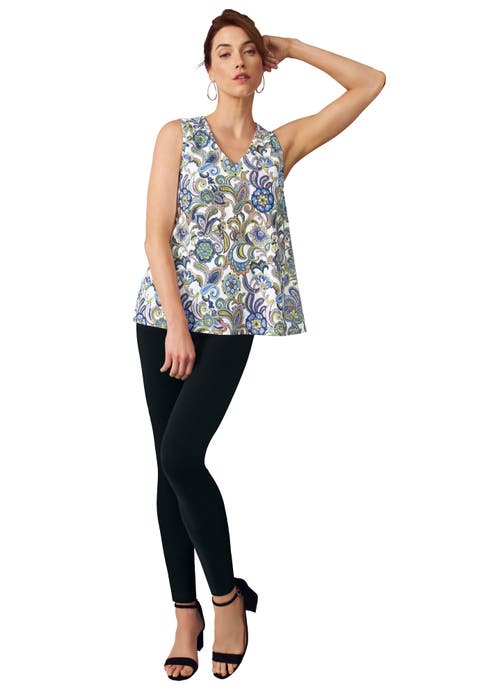 Stretch Cotton V-Neck Trapeze Tank (Plus)