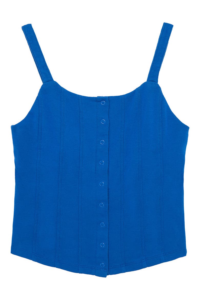Kids' Snap Front Crop Cotton Camisole, Main, color, BLUE