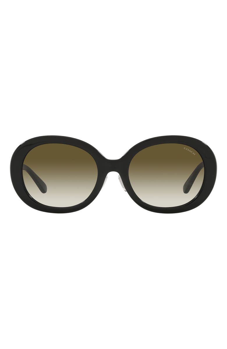 COACH 55mm Oval Sunglasses, Main, color, Black / Olive Gradient